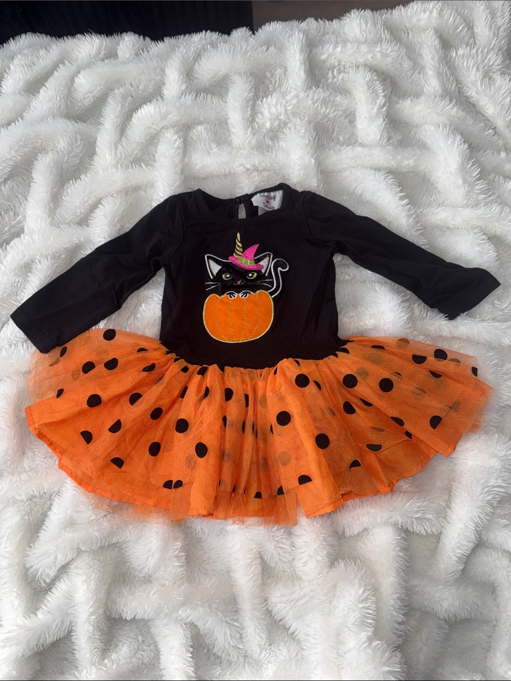 Counting Daisies Black & Orange Halloween Cat Pumpkin Dress